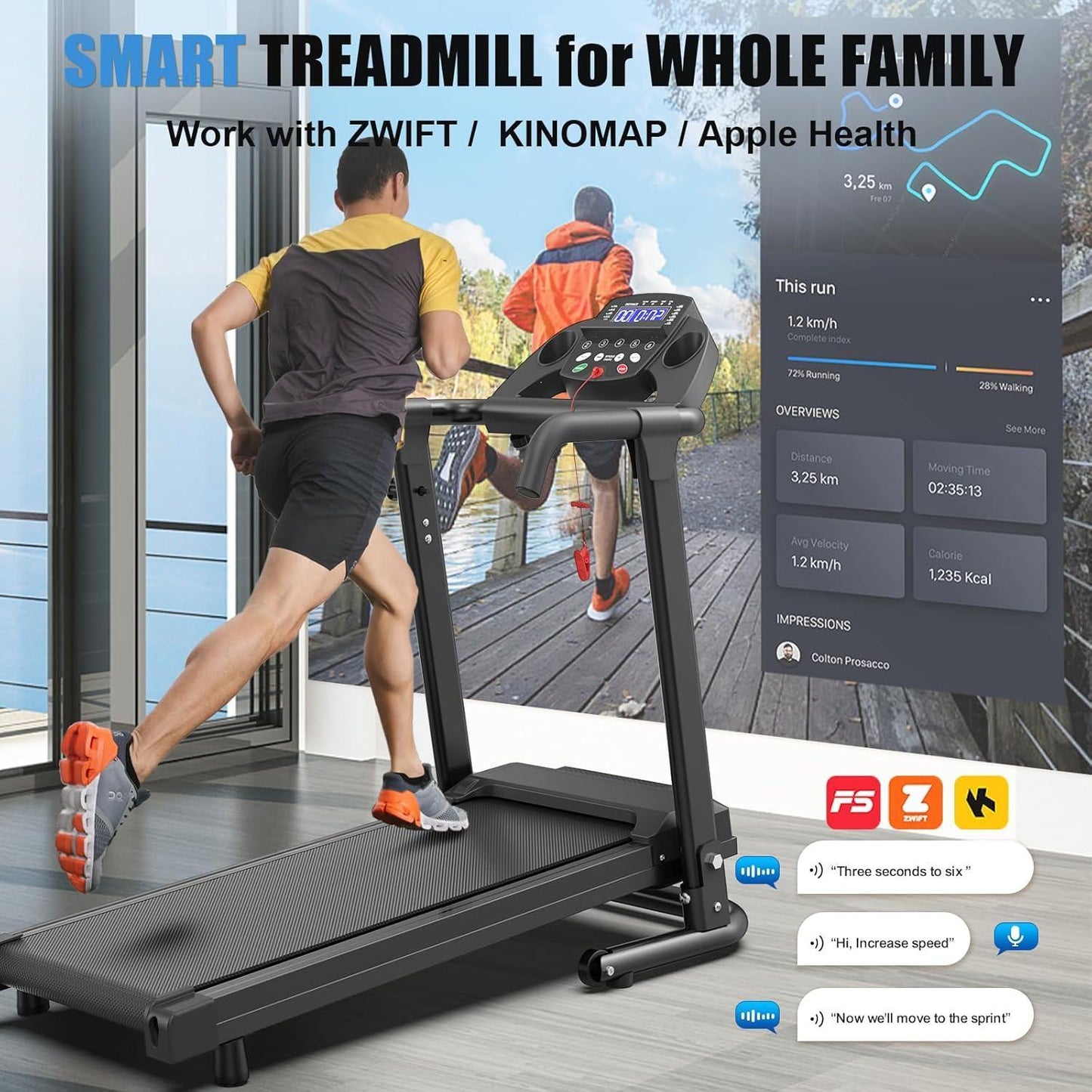 Home Use Foldable Portable 2.5HP Fitness Treadmill – APP Controlled