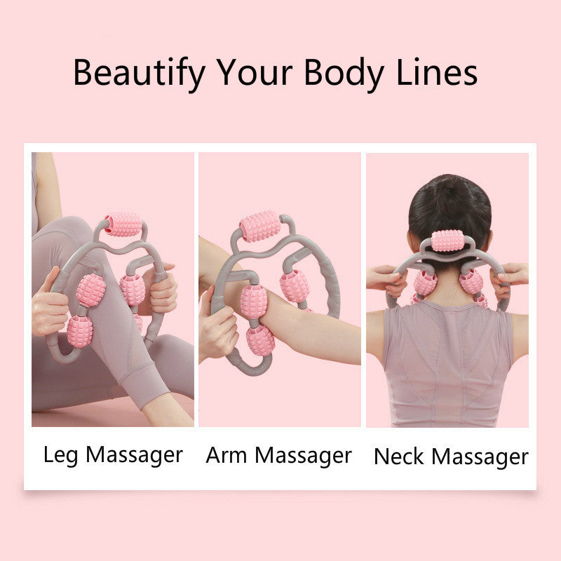 U Shape Trigger Point Massage Roller – Full Body Muscle Massager for Arms, Legs, Neck & Recovery (4 Wheels)
