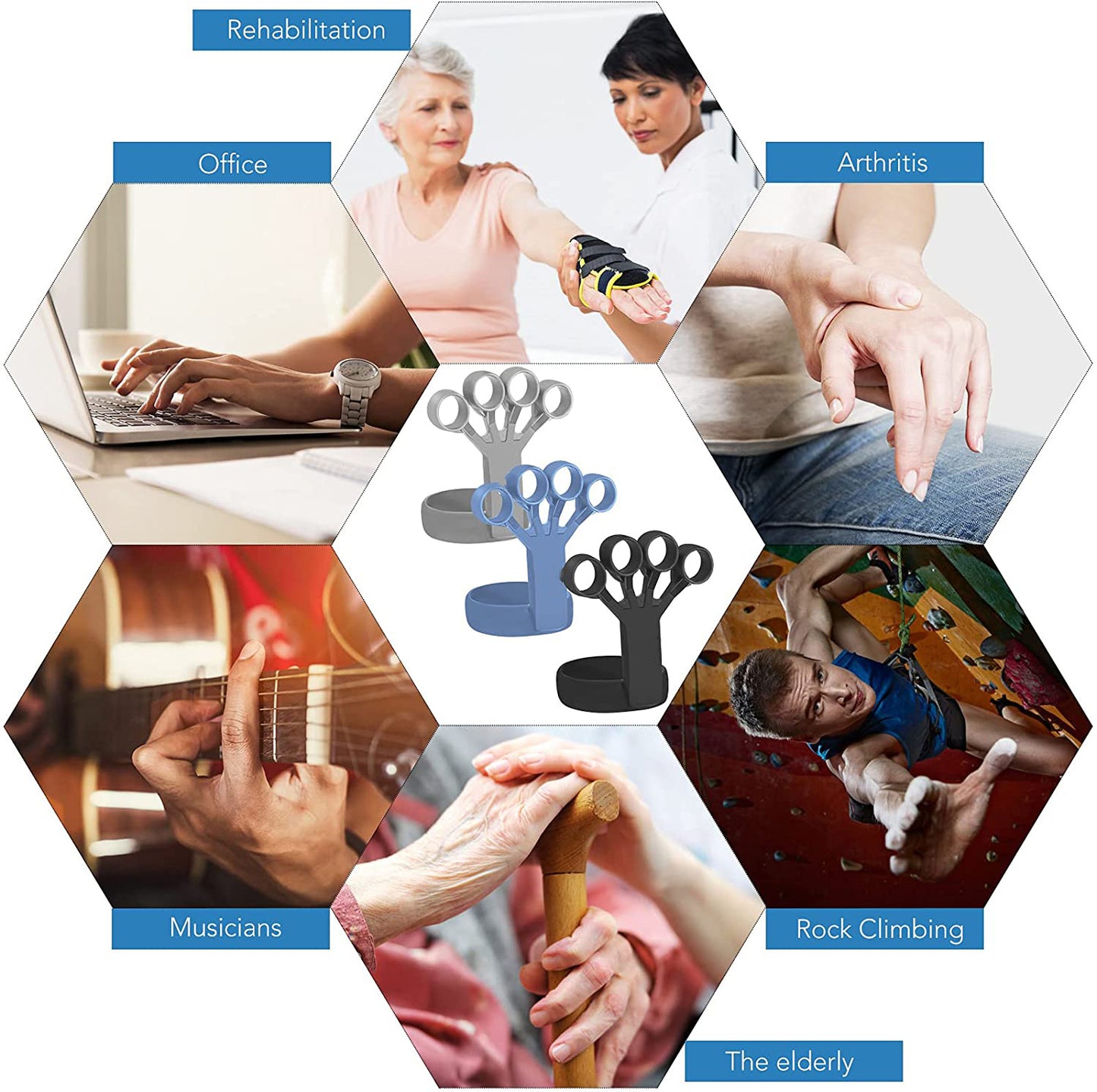 Silicone Grip Device Finger Exercise Stretcher – Arthritis Hand Grip Trainer for Strength & Rehabilitation