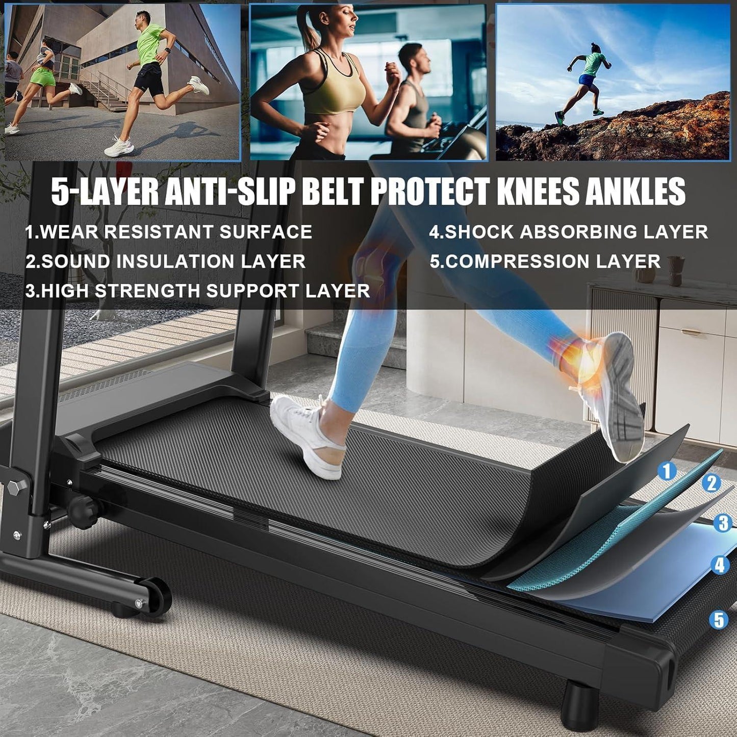 Home Use Foldable Portable 2.5HP Fitness Treadmill – APP Controlled