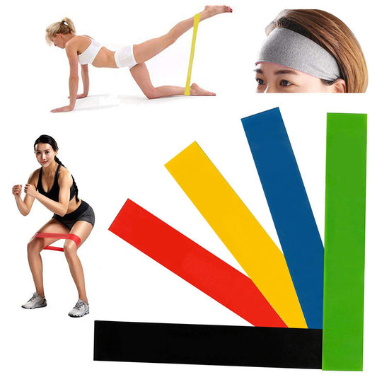 Set of 5 Resistance Loop Bands – Latex Workout Bands for Fitness, Yoga & Training